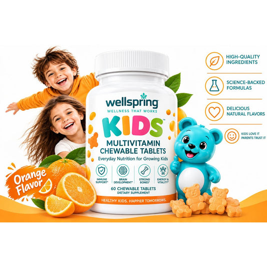 Wellspring Kids Multivitamin Chewable Tablets – Orange Flavor, 60 Tablets